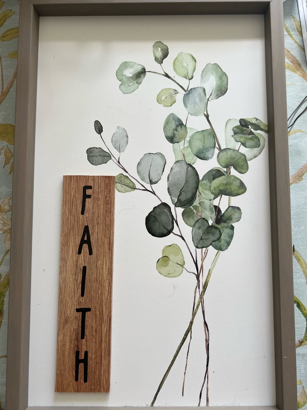 FAITH Eucalyptus Wall Art Print in Green